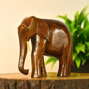 Polished Wooden Elephant Statue