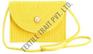 Ladies Yellow Jute Sling Bag