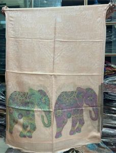 Elephant Print Ladies Woolen Shawl