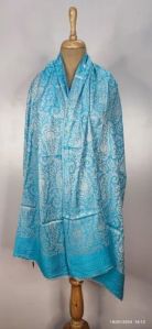 Ladies Sky Blue Printed Modal Shawl