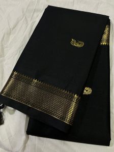 Black & Golden Cotton Silk Saree