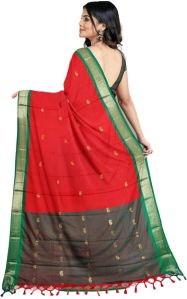 Green & Pink Cotton Silk Saree