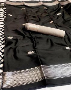 Navy Blue & Silver Cotton Silk Saree