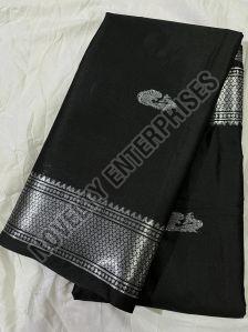 Black & Silver Cotton Silk Saree