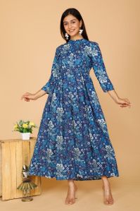 Rayon Sanganeri Printed Kurti