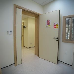 Radiation shielding door