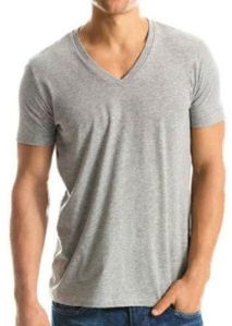 Cotton Plain Mens V Neck T-Shirt