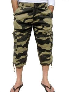 Mens Cotton Camouflage Printed Capri