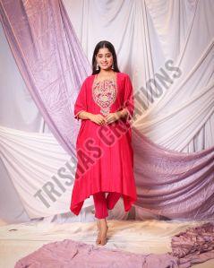 Embroidered Yoke Kaftan Kurta Pant Set