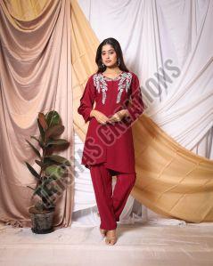 Leaf Pattern Applic Work Co-Ord Set