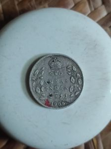 two annas india 1905 silver coin