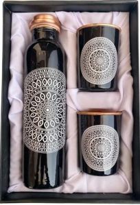 Copper Water Bottle Glass Set