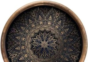 14 Inch Wooden Resin Round Tray