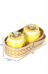 Iron Elephant Print Jars Basket Set
