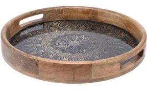 14 Inch Wooden Resin Round Tray