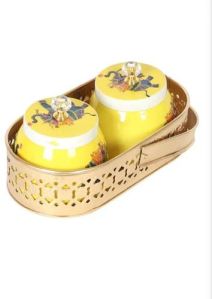 Iron Elephant Print Jars Basket Set