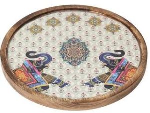 Wooden Resin Round Tray