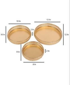 Golden Metal Serving Tray Set
