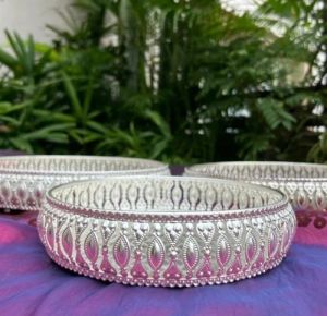 Round German Silver Tray Set of 3