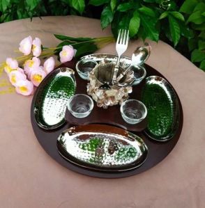 Mango Wood Round Revolving Snacks Platter
