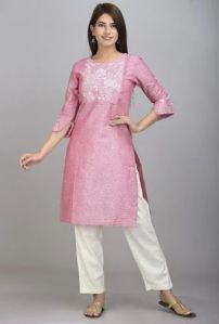 Ladies Rayon Kurti with Palazzo Set