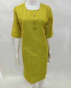 Ladies Rayon Plain Dyed Kurti