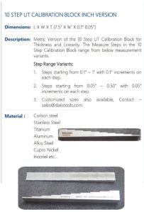 10 Step Ut Calibration Block Inch Version