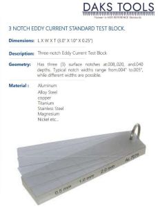 3 notch eddy current standard test block