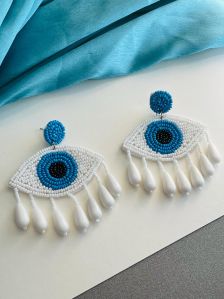 Handmade evil eye beaded earrings