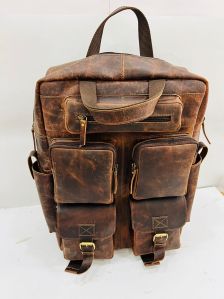 Leather Laptop Backpack (7 pocket)