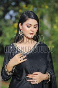 Ladies Hand Embroidered Silk Saree with Blouse
