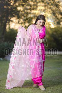 Heavy Embroidered Ladies Silk Suit