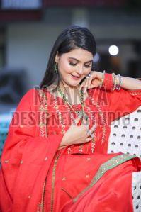 Ladies Crepe Embroidered Sharara Suit