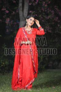 Ladies Crepe Embroidered Sharara Suit