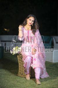 Ladies Crepe Silk Zari Embroidered Suit