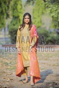 Ladies Silk Suit With Banarasi Dupatta