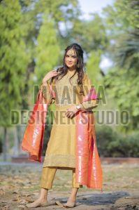 Ladies Silk Suit With Banarasi Dupatta