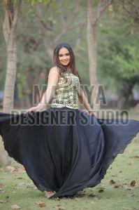 Ladies Georgette Black Gown