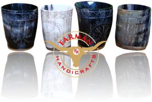 Handcarved Viking Drinking Short Horn Cup