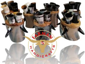 Viking Drinking Short Ox  Horn with Horn Stand