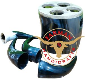 Viking Drinking Short Ox  Horn with Horn Stand