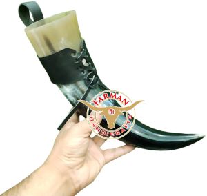Viking Drinking Ox Horn with Leather Holder
