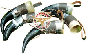 Viking Drinking Ox Horn with Leather Holder