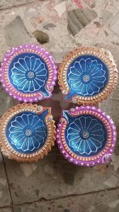 Coloured clay diyas