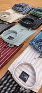 Mens Mock Leno Striped Shirt