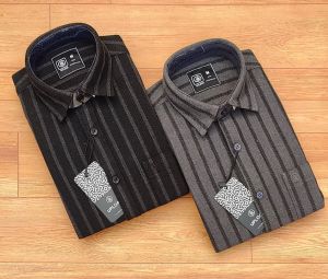 Mens Mock Leno Striped Shirt
