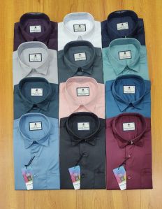 Mens Satin Lycra Plain Shirt