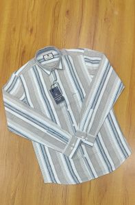 Mens Cotton Satin Twill Striped Shirt