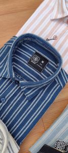 Mens Mock Leno Striped Shirt