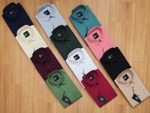 Men Cotton Casual Wear Plain Shirt